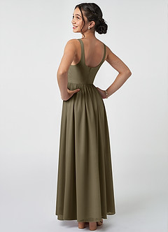 Azazie Keyla Junior Willow Green A-Line Pleated Chiffon Dress image4