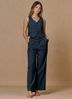 front Rowan Navy Blue Refined Weave Performance vest