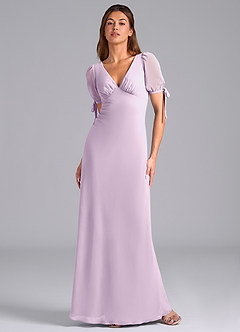 Azazie Pheby Jurken voor bruidsmeisjes Jurk van Chiffon met A-Lijn Geplooid Frosted Lila image1