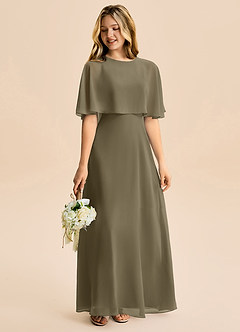 Azazie Maris Junior Linia A Szyfon Długość podłogi Młodsza druhna Sukienka image6