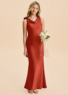 Azazie Rylina Junior Rust Mermaid Stretch Satin Dress image3