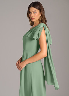 Azazie Tella Bridesmaid Dresses Matcha A-Line One Shoulder Chiffon Dress image8