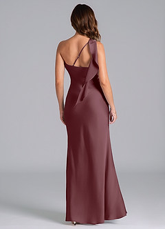 Azazie Driea Brudtärnklänningar Klä av Sjöjungfru i Stretch Satin Ena axeln Sangria image2