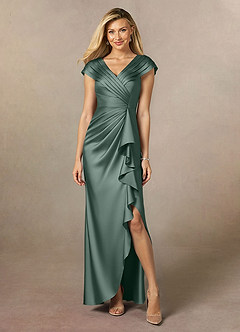 Azazie Anderson Kleider für die Brautmutter A-Linie Plissee Stretch-Satin Kleid Seemoos image1