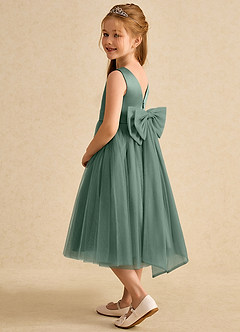 Azazie Winnie Flower Girl Dresses Eucalyptus Ball-Gown Bow Tulle Dress image5