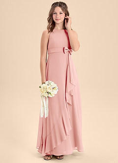 Azazie Lilenne Junior Rosette A-Line Bow Chiffon Dress image3