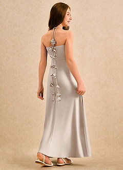 Azazie Kandi Girls Formal Final Sale White Alabaster A-Line Sweetheart Neckline Stretch Satin Dress image4