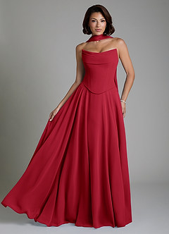 Azazie Ira Bridesmaid Dresses Scarlet A-Line Corset Chiffon Dress image1