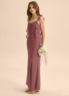 Azazie Jessamine Junior Desert Rose Mermaid Sweetheart Neckline Chiffon Dress image5