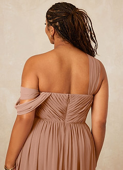 Christian Siriano Bridal for Azazie 1014 Bridesmaid Dresses Champagne Rose A-Line Off the Shoulder Chiffon Dress image16