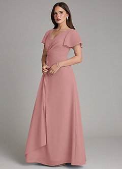 Azazie Kaya Final Sale Dusty Rose A-Line Pleated Chiffon Dress image7