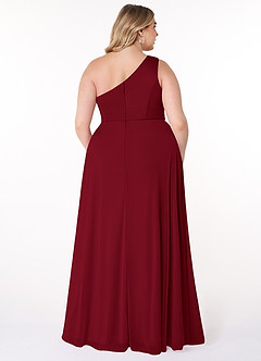 Azazie Brooke Brautjungfernkleider A-Linie One-Shoulder Gittergewebe Kleid Burgunderrot image7