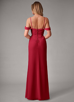 Azazie Haisley Bridesmaid Dresses Scarlet Sheath Off the Shoulder Chiffon Convertible Dress image7