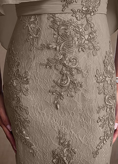 Azazie Amrita Mother of the Bride Dresses Taupe Mermaid Lace Chiffon Dress image7