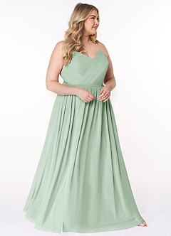 Azazie Cora Bridesmaid Dresses Agave A-Line Pleated Chiffon Dress image9