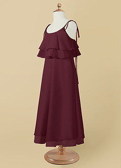 Azazie Temi Flower Girl Dresses Cabernet A-Line Spaghetti Strap Chiffon Dress image12