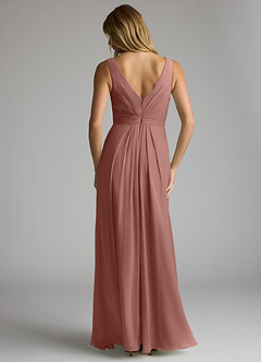 Azazie Gina Bridesmaid Dresses Cedar Rose A-Line V-Neck Pleated Chiffon Dress image5