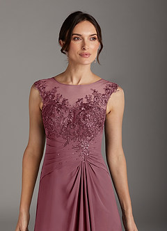 Azazie Endora Mother of the Bride Dresses Vintage Mauve A-Line Scoop Lace Chiffon Dress image2