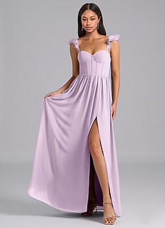 Azazie Denisse Suknie dla druhen Linia A Marszczony Szyfon Do ziemi Sukienka image4