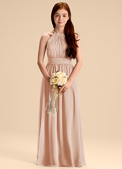 Azazie Malone Junior Abito A-Line in Chiffon Plissettato Rosa Inglese image3