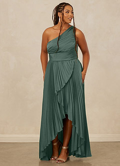 Christian Siriano Bridal for Azazie 1008 Bridesmaid Dresses Sea Moss A-Line One Shoulder Stretch Satin Dress image11