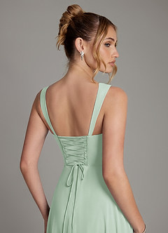 Azazie Agustina Bridesmaid Dresses Agave Mermaid Corset Chiffon Dress image2