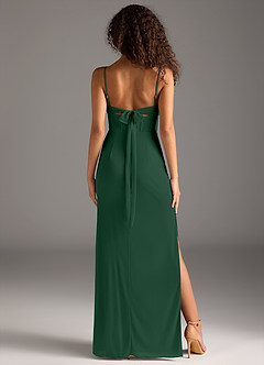 Azazie Mai Vestidos de damas de honor Vestido de Verde Oscuro de Malla de Corte Recto con Plisado image5