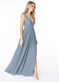 Azazie Stassie Bridesmaid Dresses Dusty Blue A-Line Sweetheart Ruched Chiffon Dress image4