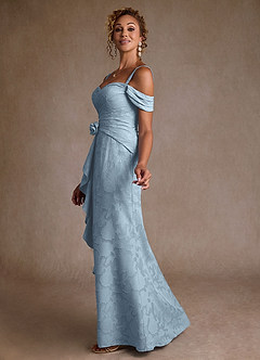 Azazie Irene Abiti per la Madre della Sposa Abito A-Line in Burnout Floreale a Spalla Scoperta Azzurro image2