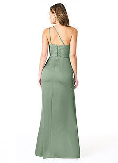 Azazie Eren Bridesmaid Dresses Matcha Mermaid One Shoulder Stretch Satin Dress image2