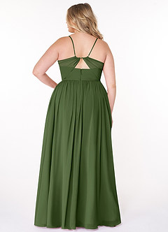 Azazie Cora Brautjungfernkleider A-Linie Plissee Chiffon Kleid Olivgrün image7