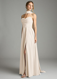Azazie Ayla Bridesmaid Dresses White Alabaster A-Line Sweetheart Neckline Chiffon Dress image9
