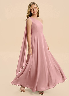 Azazie Averie Junior Dusty Rose A-Line Pleated Chiffon Dress image2