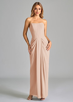 Azazie Anaïs Abiti da Damigella Abito Tubino in Chiffon Senza Cinturino Rosa Inglese image1