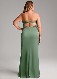 Azazie Leonis Vestidos de damas de honor Vestido de Matcha de Satén Elástico de Corte Sirena Convertible con Plisado image9