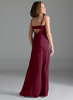 Azazie Leonis Junior Mulberry A-Line Pleated Stretch Satin Dress image5
