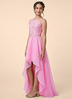 Azazie Peaches Junior Formal Linia A Zroszony Siatka Długość podłogi Młodsza druhna Sukienka image2