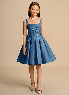 Azazie Jello Flower Girl Klänningar Klä Balklänning i Matt satäng Plisserad image1