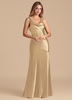 Azazie Rylina 신부 들러리 드레스 인어 메탈릭 새틴 바닥 길이 드레스 image4