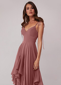 Barbie ♥ Azazie Brautjungfernkleider A-Linie Schleifen Chiffon Kleid Wüstenrose image5