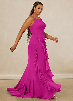 Christian Siriano Bridal for Azazie 1006 Brautjungfernkleider Meerjungfrau-Linie Gestreift Chiffon Kleid Fuchsia image13