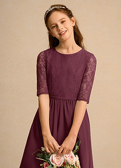 Azazie Pippin Girl vestidos de niña de las flores Vestido de Cabernet de Encaje de Corte En A image5