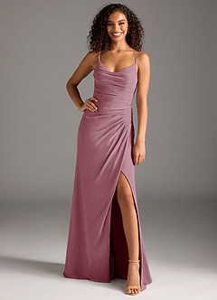 Azazie Deandra Bridesmaid Dresses Vintage Mauve Mermaid Pleated Chiffon Dress image1