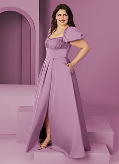 Barbie ♥ Azazie Bridesmaid Dresses Wisteria A-Line Ruched Stretch Satin Dress image9