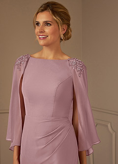 Azazie Carmela Mère de la mariée Robes Robe Fourreau en Mousseline de soie Dentelle Rose Poussiéreuse image5
