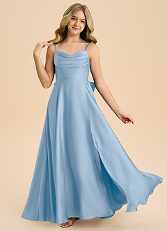 Azazie Bear Junior Powder Blue A-Line Sweetheart Neckline Stretch Satin Dress image1