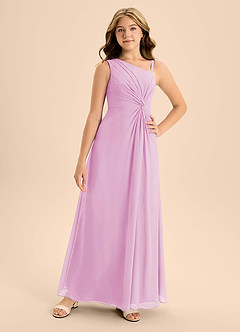 Azazie Brooke Junior Candy Pink A-Line Side Slit Chiffon Dress image4