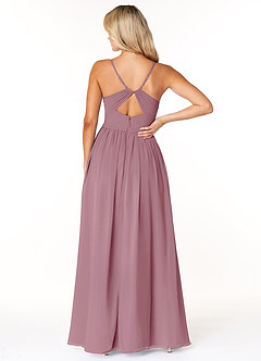Azazie Dominic Bridesmaid Dresses Vintage Mauve A-Line V-Neck Pleated Chiffon Dress image2