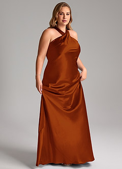 Azazie Doretta Bridesmaid Dresses Auburn Mermaid Bow Metallic Satin Dress image14