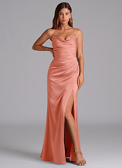 Azazie Claudelle Suknie dla druhen Syrena Bez ramiączek Satyna elastyczna Do ziemi Sukienka image5